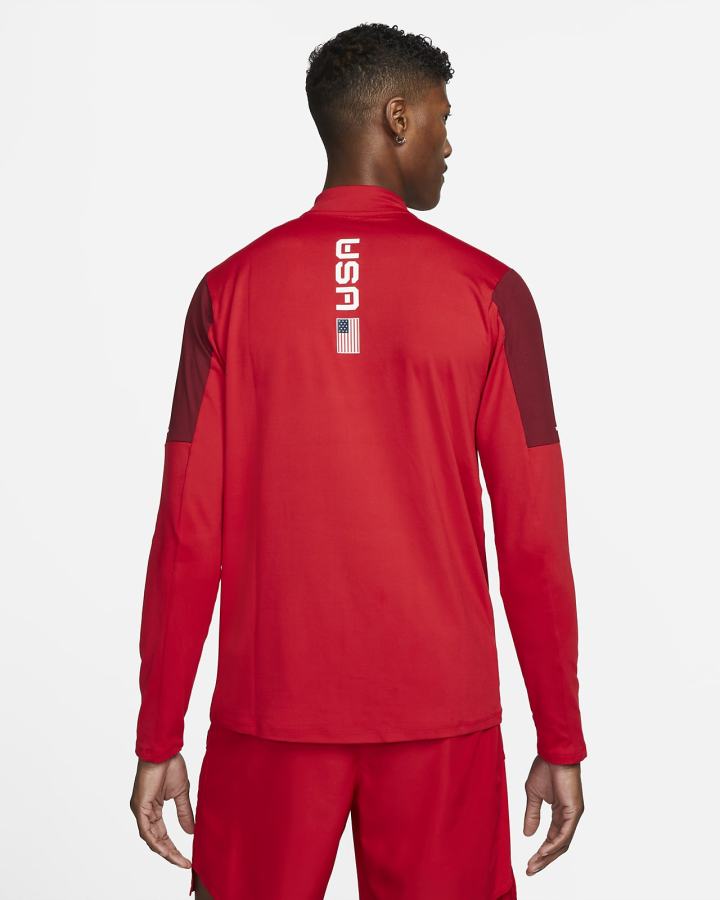 Top Running Nike Dri-FIT Team USA Element 1/2-Zip Hombre Rojas Blancas | BTMZN-6240