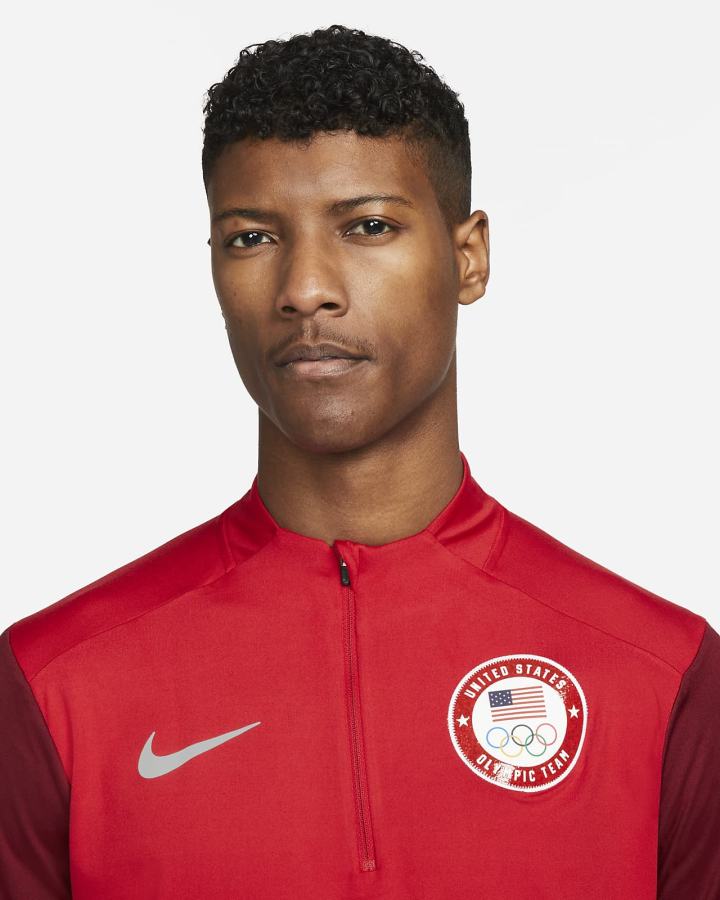 Top Running Nike Dri-FIT Team USA Element 1/2-Zip Hombre Rojas Blancas | BTMZN-6240