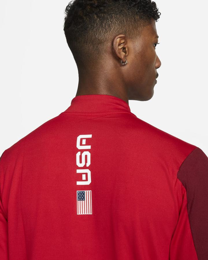 Top Running Nike Dri-FIT Team USA Element 1/2-Zip Hombre Rojas Blancas | BTMZN-6240