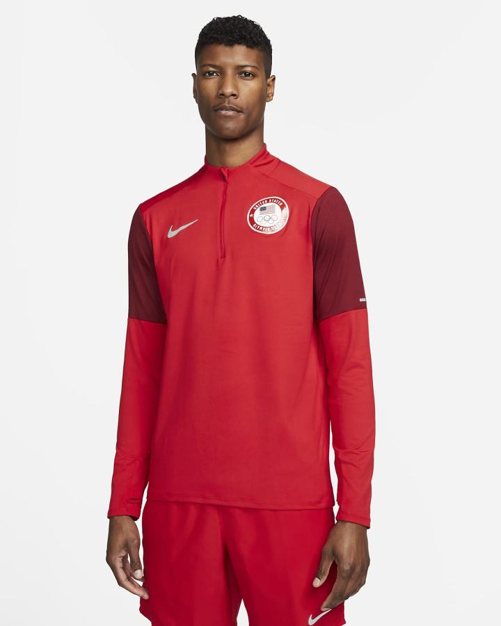 Top Running Nike Dri-FIT Team USA Element 1/2-Zip Hombre Rojas Blancas | BTMZN-6240