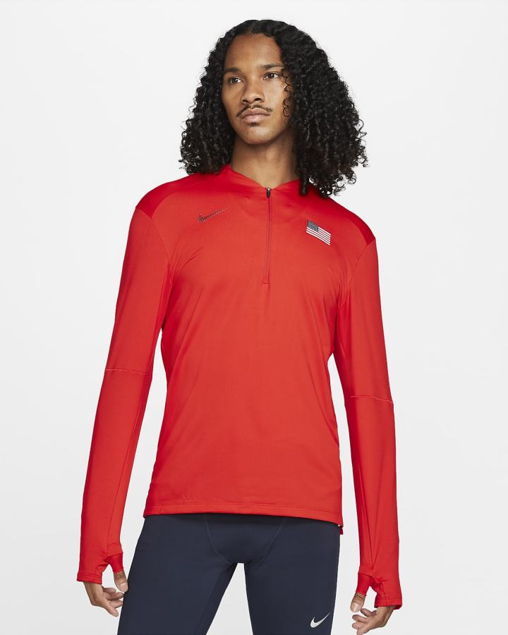 Top Running Nike Dri-FIT Team USA Element 1/2-Zip Hombre Rojas Negras | TDSIF-7401