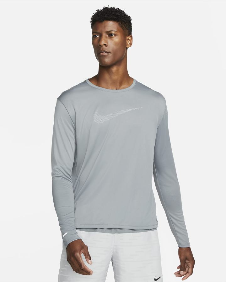 Top Running Nike Dri-FIT UV Run Division Miler Long-Sleeve Hombre Gris | GOSRV-9068