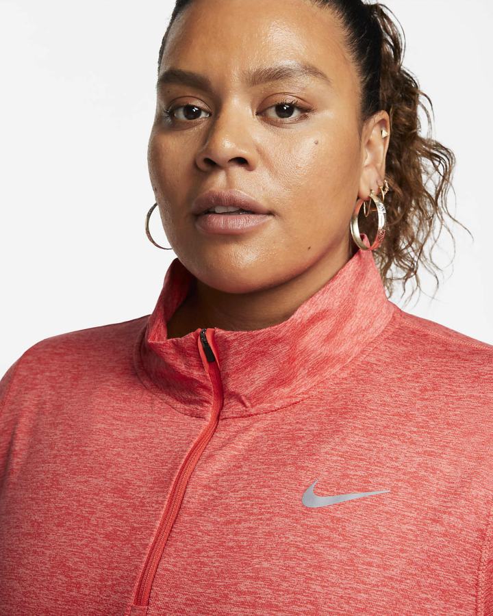 Top Running Nike Element 1/2-Zip (Plus Size) Mujer Rojas Claro | BKAMJ-1354