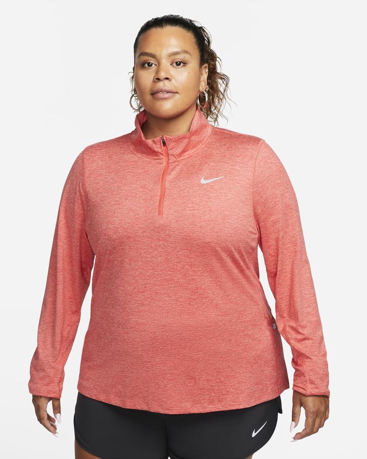 Top Running Nike Element 1/2-Zip (Plus Size) Mujer Rojas Claro | BKAMJ-1354