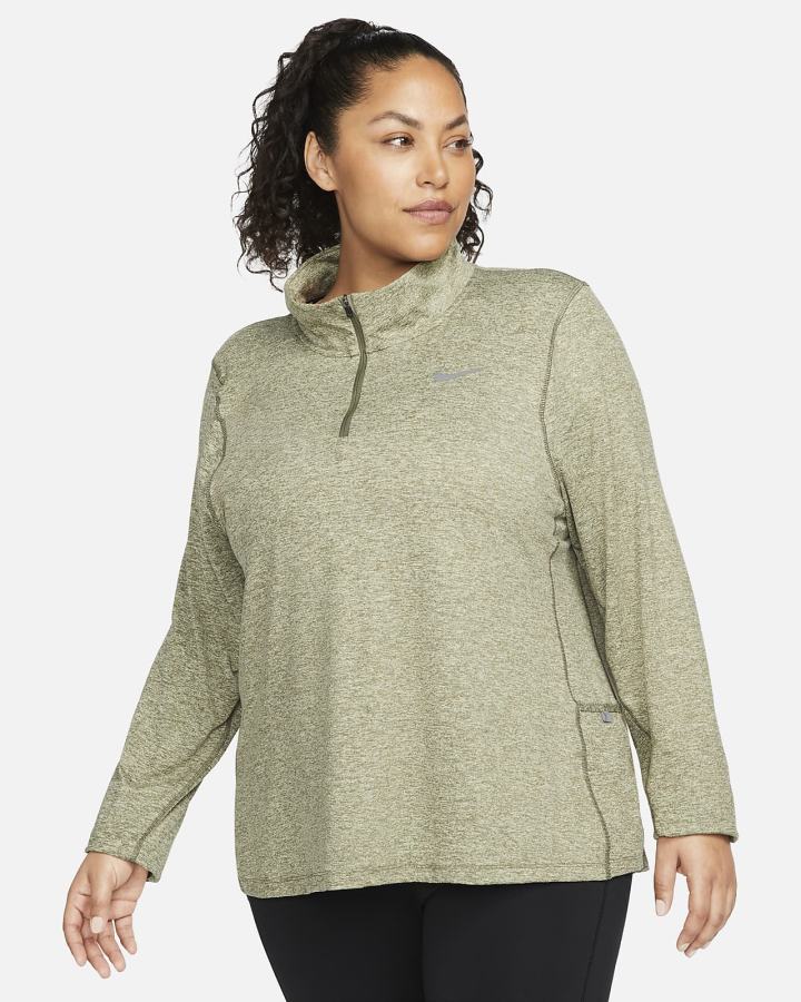 Top Running Nike Element 1/2-Zip (Plus Size) Mujer Verde Oliva | QUSAM-6872