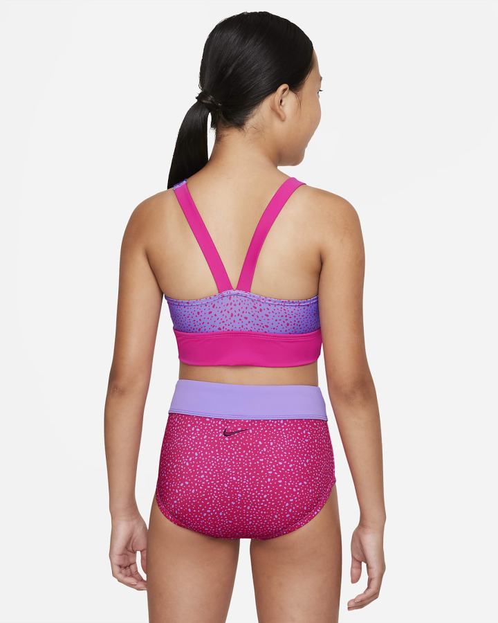 Trajes De Baño Nike Water Dots Kids Asymmetrical Top & High Waist Bikini Set Niña Rosas | SBXZM-4278