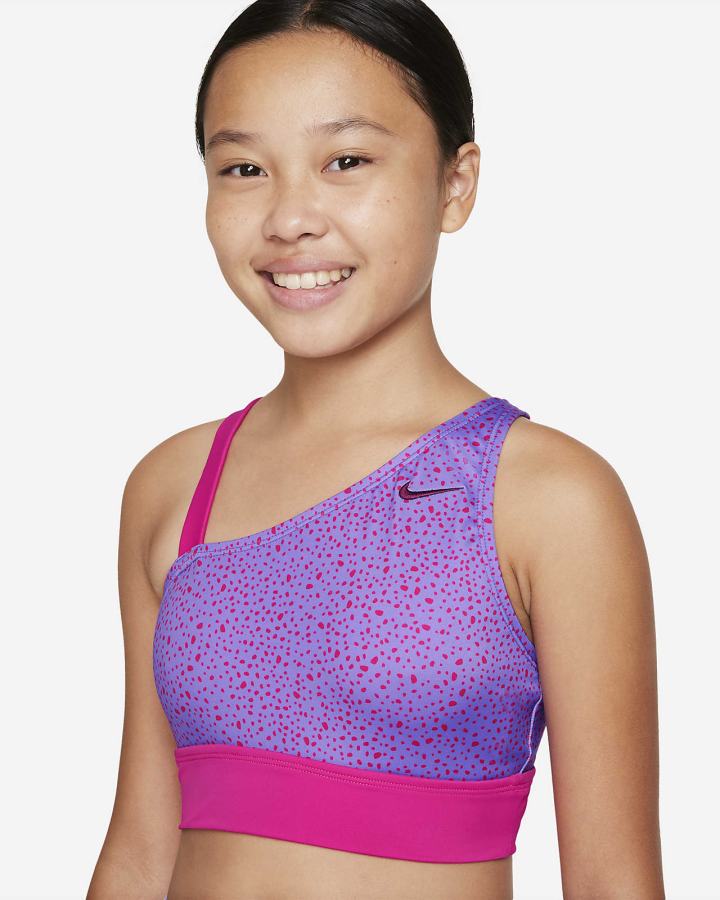 Trajes De Baño Nike Water Dots Kids Asymmetrical Top & High Waist Bikini Set Niña Rosas | SBXZM-4278