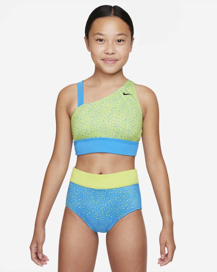 Trajes De Baño Nike Water Dots Kids Asymmetrical Top & High Waist Bikini Set Niña Azules | WKLTC-8367