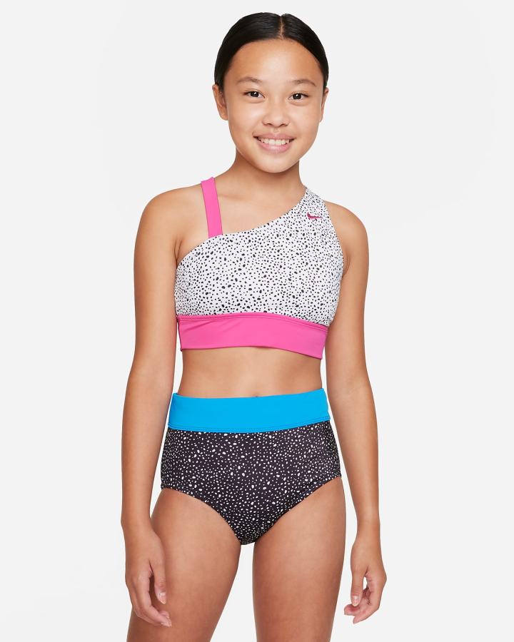 Trajes De Baño Nike Water Dots Kids Asymmetrical Top & High Waist Bikini Set Niña Negras | ZEWMO-4357