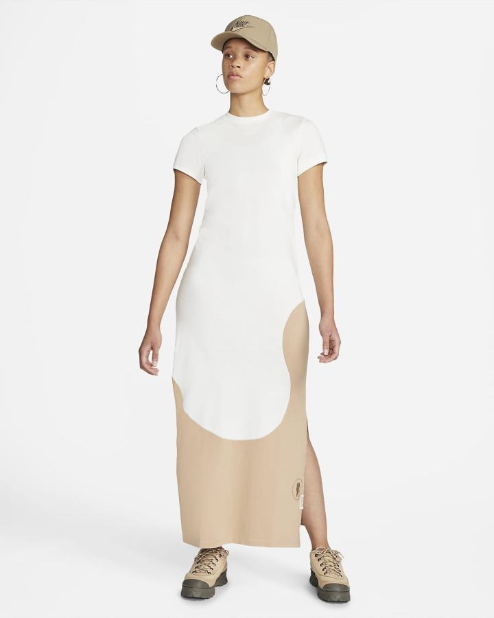 Vestido Nike Sportswear Color Clash Maxi Mujer Blancas Beige | NFWYV-6492
