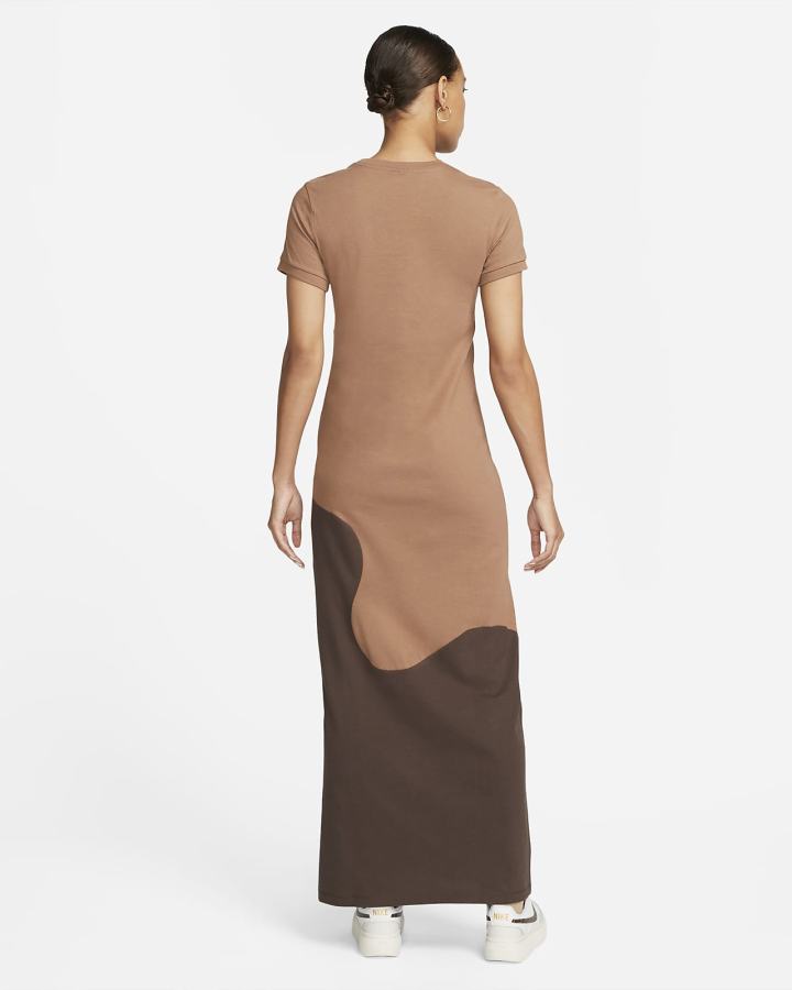 Vestido Nike Sportswear Color Clash Maxi Mujer Marrones | QTPGY-4216