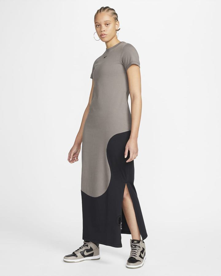 Vestido Nike Sportswear Color Clash Maxi Mujer Gris Negras | VDCWH-6702