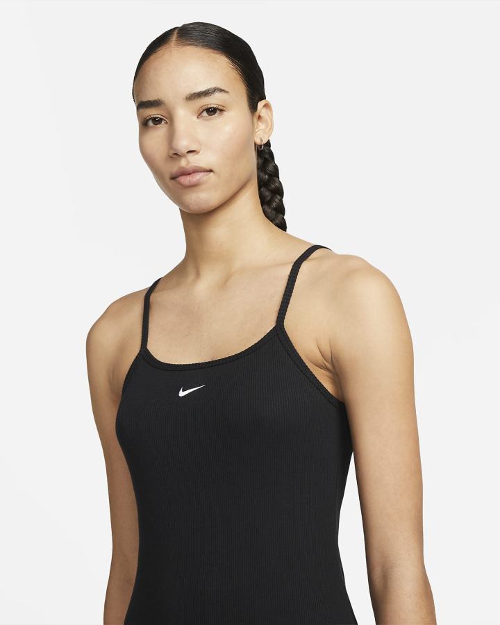 Vestido Nike Sportswear Essential Acanalado (Plus Size) Mujer Negras Blancas | ALNST-4625