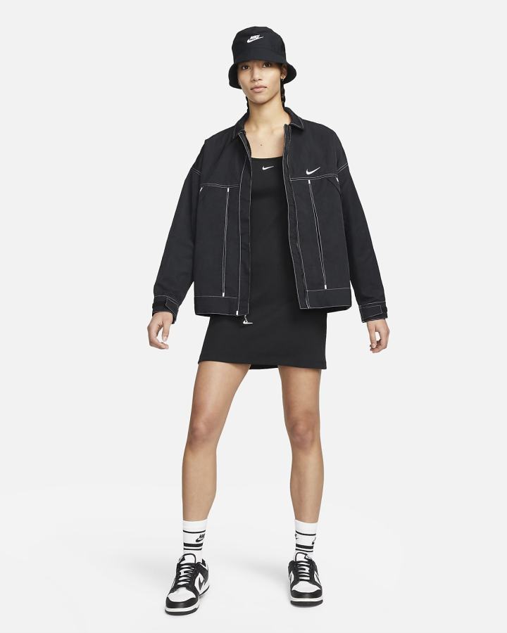 Vestido Nike Sportswear Essential Acanalado (Plus Size) Mujer Negras Blancas | ALNST-4625