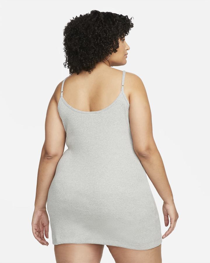Vestido Nike Sportswear Essential Acanalado (Plus Size) Mujer Gris Oscuro Blancas | FNZUM-2765