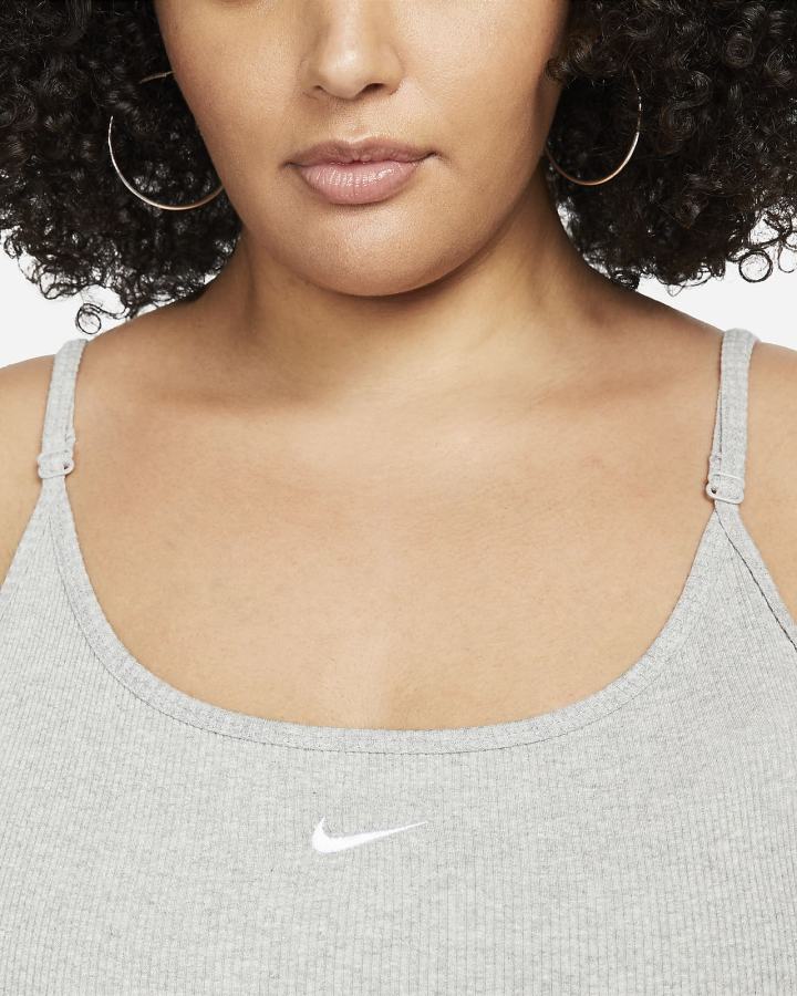 Vestido Nike Sportswear Essential Acanalado (Plus Size) Mujer Gris Oscuro Blancas | FNZUM-2765