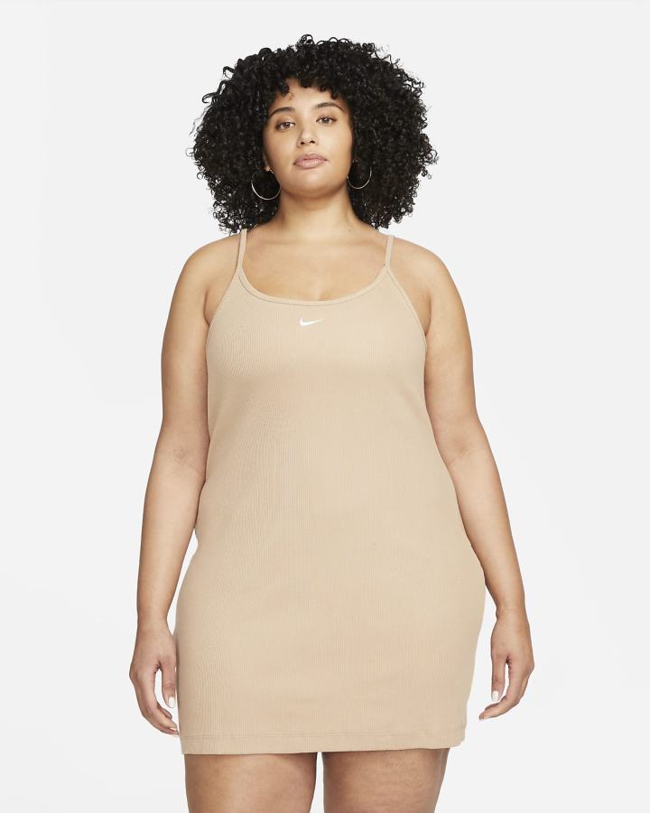 Vestido Nike Sportswear Essential Acanalado (Plus Size) Mujer Gris Oscuro Blancas | FNZUM-2765