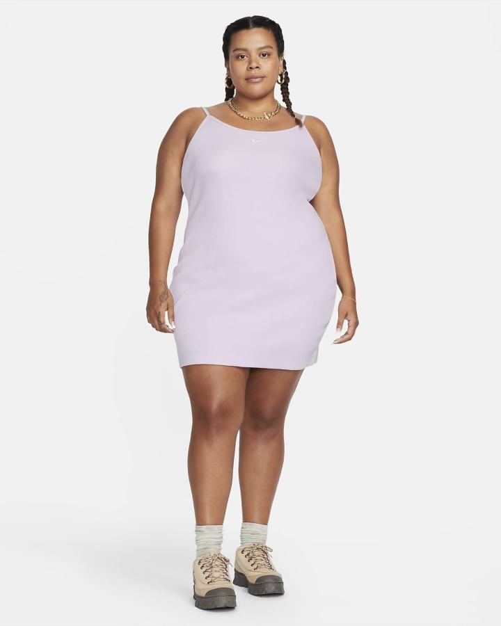 Vestido Nike Sportswear Essential Acanalado (Plus Size) Mujer Blancas | QTFOD-8071