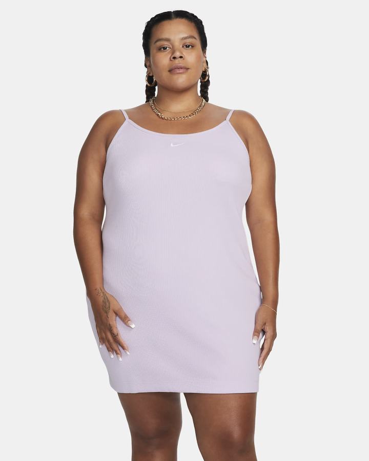 Vestido Nike Sportswear Essential Acanalado (Plus Size) Mujer Blancas | QTFOD-8071