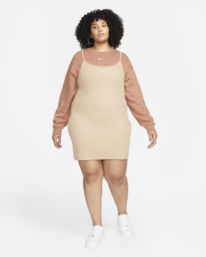 Vestido Nike Sportswear Essential Acanalado (Plus Size) Mujer Blancas | SNTOY-0938