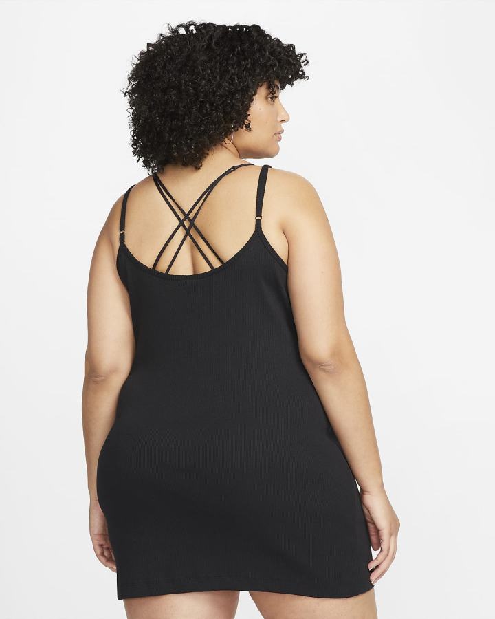 Vestido Nike Sportswear Essential Acanalado (Plus Size) Mujer Negras Blancas | UTMRX-5912