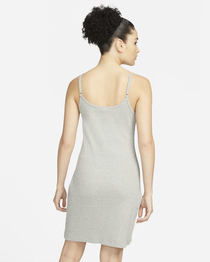 Vestido Nike Sportswear Essential Acanalado (Plus Size) Mujer Gris Oscuro Blancas | XSEUH-3814