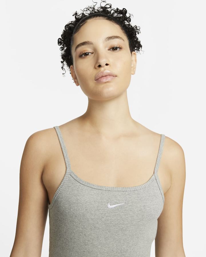 Vestido Nike Sportswear Essential Acanalado (Plus Size) Mujer Gris Oscuro Blancas | XSEUH-3814