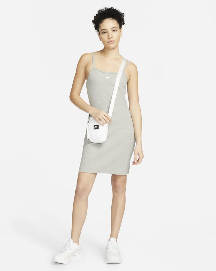 Vestido Nike Sportswear Essential Acanalado (Plus Size) Mujer Gris Oscuro Blancas | XSEUH-3814