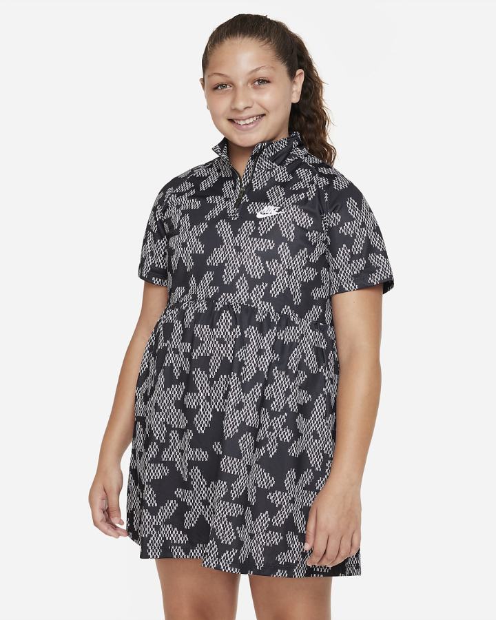 Vestido Nike Sportswear Kids Printed Short-Sleeve Niña Negras Blancas | FSBPY-7482