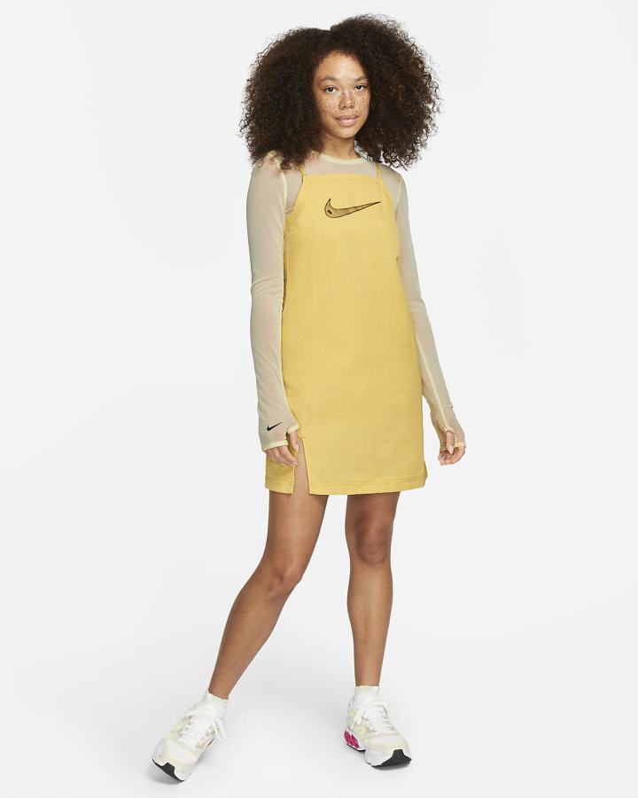 Vestido Nike Sportswear Swoosh Woven Cami Mujer Negras | OEQNL-5162