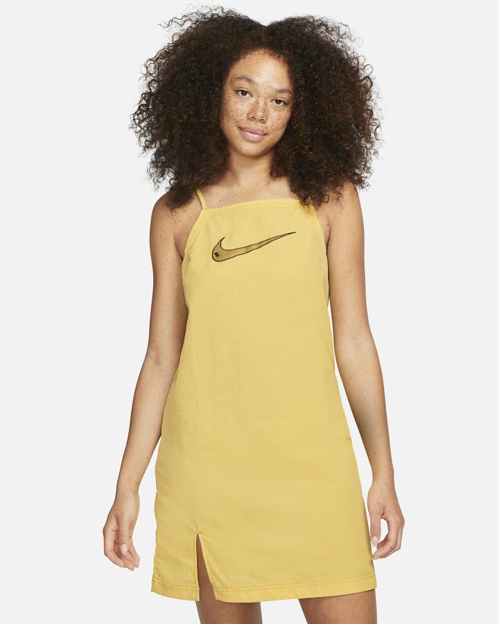 Vestido Nike Sportswear Swoosh Woven Cami Mujer Negras | OEQNL-5162