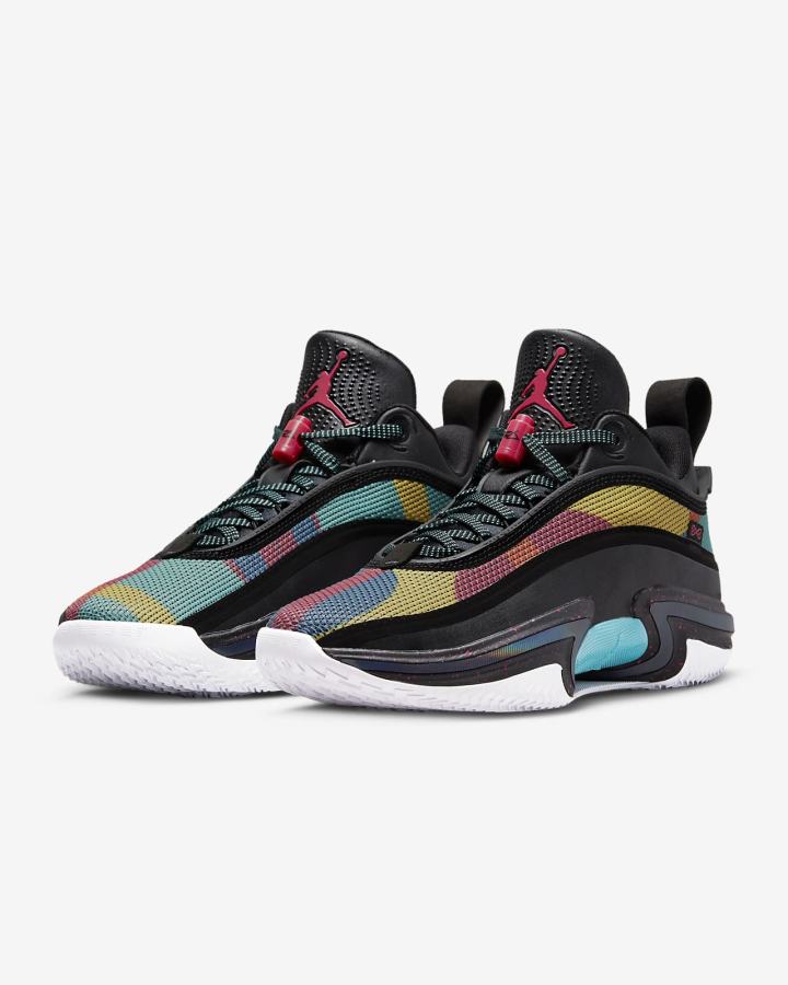 Zapatillas Baloncesto Nike Air Jordan XXXVI Low Hombre Negras Turquesa Rosas | IDUGK-6279