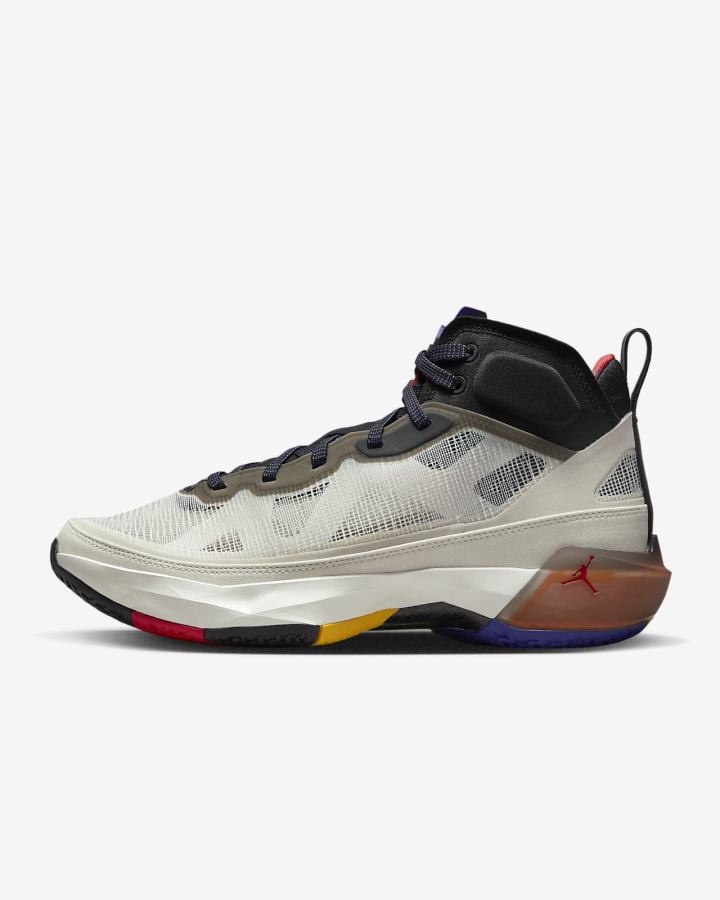 Zapatillas Baloncesto Nike Air Jordan XXXVII Hombre Beige Claro Negras Rojas | KWJQB-7305