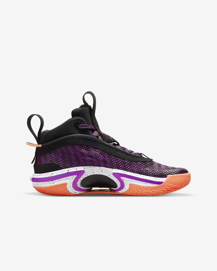 Zapatillas Baloncesto Nike Air Jordan XXXVI Kids Niño Negras Blancas Mango Claro Moradas | KZJVD-4506