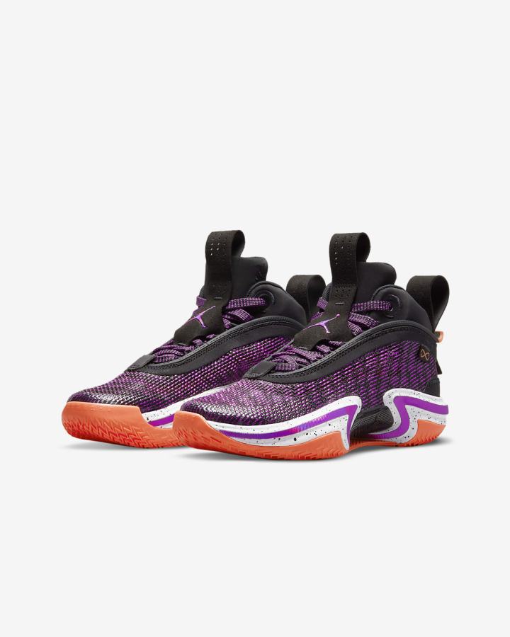 Zapatillas Baloncesto Nike Air Jordan XXXVI Kids Niño Negras Blancas Mango Claro Moradas | KZJVD-4506