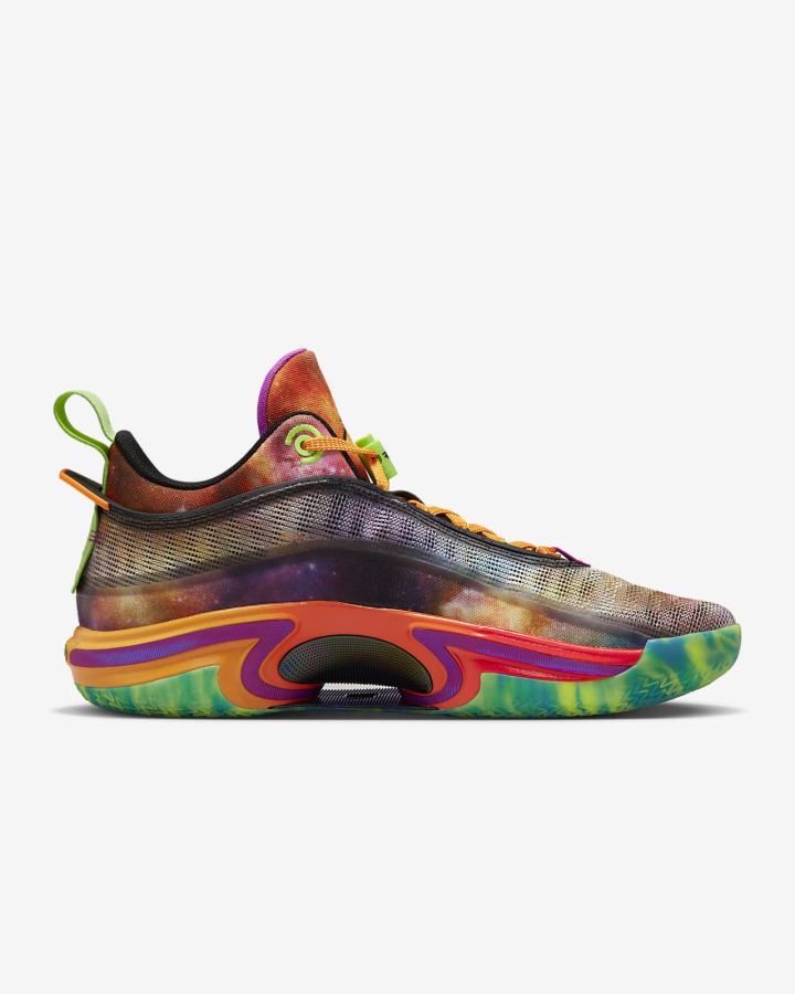 Zapatillas Baloncesto Nike Air Jordan XXXVI Low PE Hombre Negras Verde Moradas | QGBWF-9826