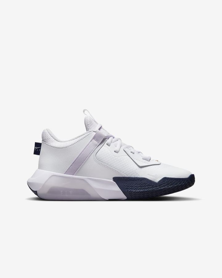 Zapatillas Baloncesto Nike Air Zoom Crossover Kids Niña Blancas Moradas Metal Plateadas | HTDMP-0642