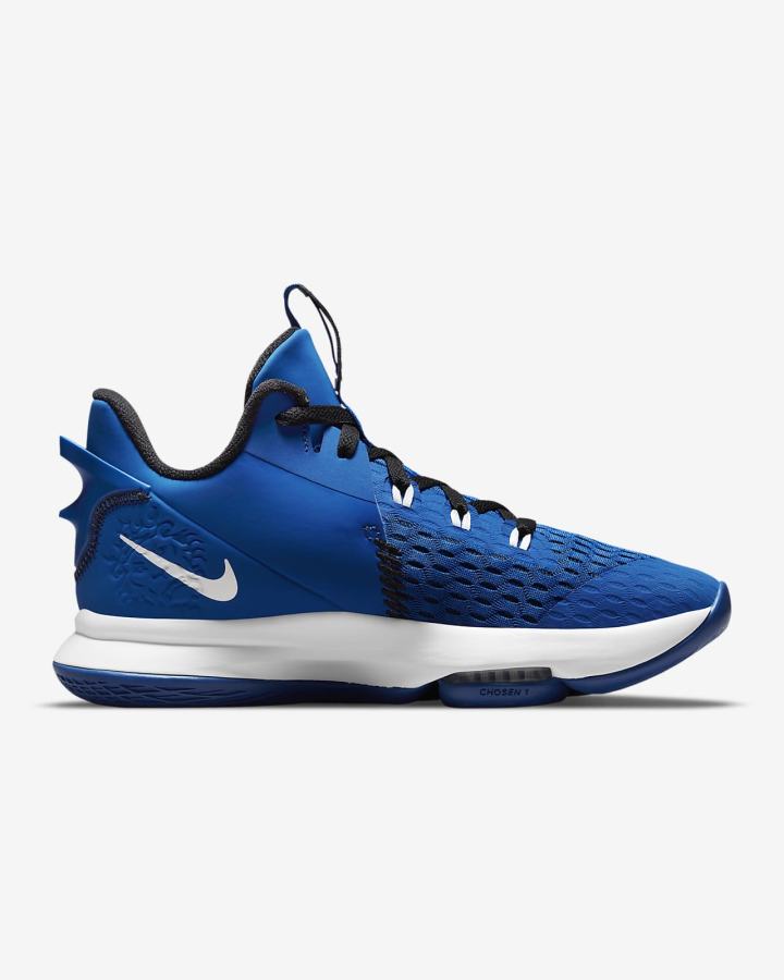 Zapatillas Baloncesto Nike LeBron Witness 5 Hombre Azul Real Negras Blancas | USAWZ-6105