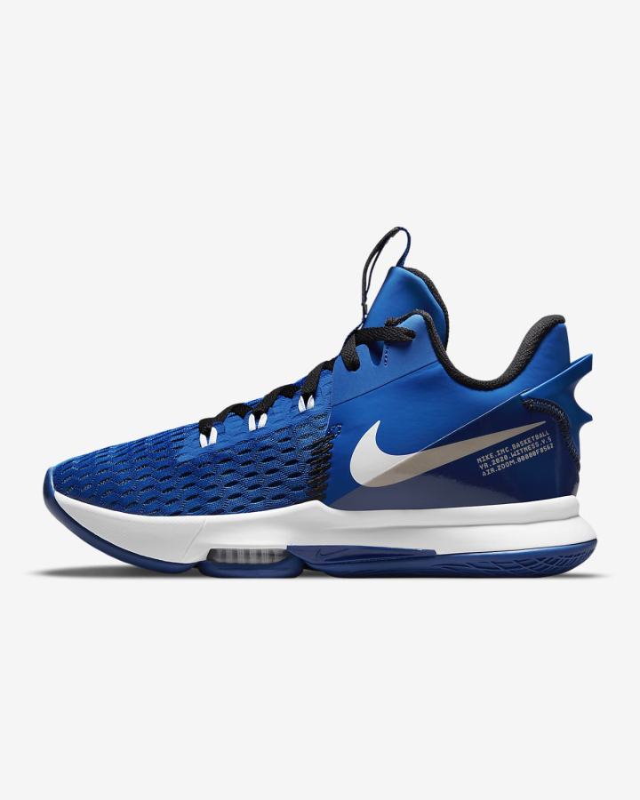 Zapatillas Baloncesto Nike LeBron Witness 5 Hombre Azul Real Negras Blancas | USAWZ-6105