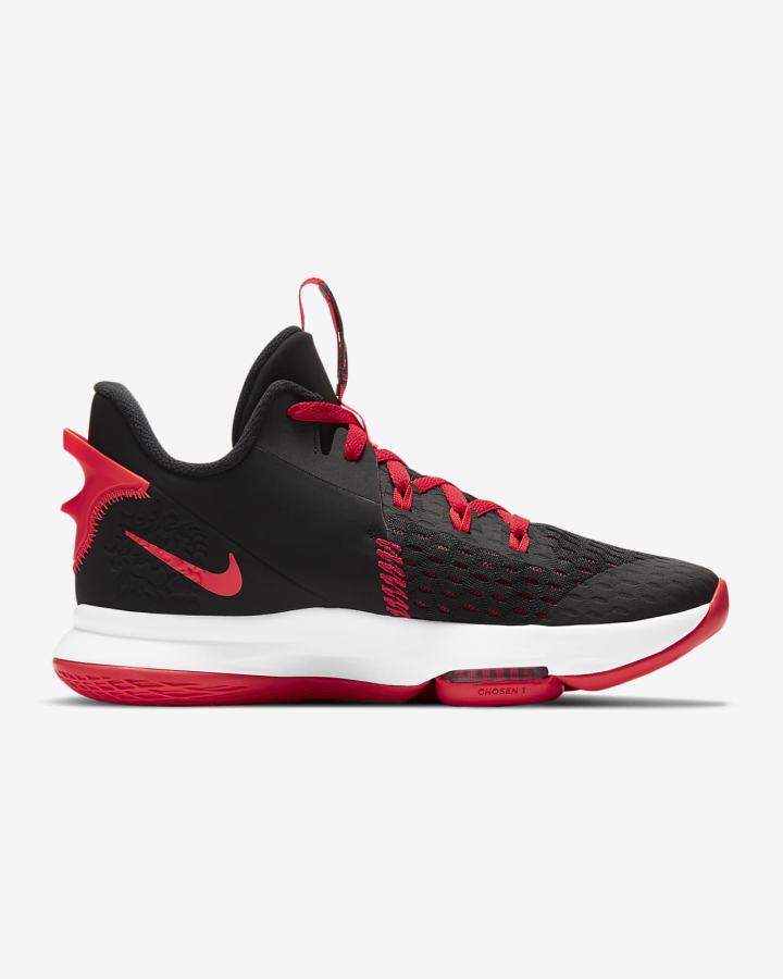 Zapatillas Baloncesto Nike LeBron Witness 5 Hombre Negras Rojas Blancas | XVQPU-3274