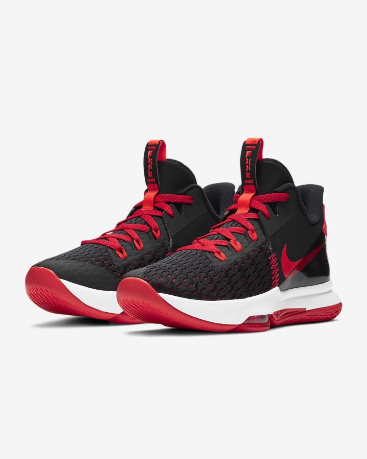 Zapatillas Baloncesto Nike LeBron Witness 5 Hombre Negras Rojas Blancas | XVQPU-3274