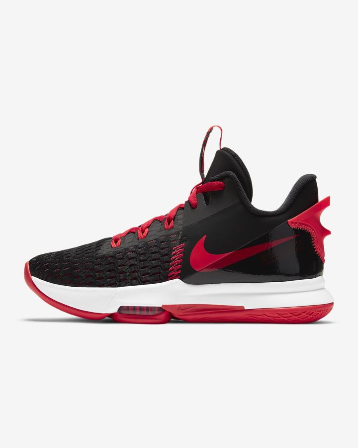 Zapatillas Baloncesto Nike LeBron Witness 5 Hombre Negras Rojas Blancas | XVQPU-3274