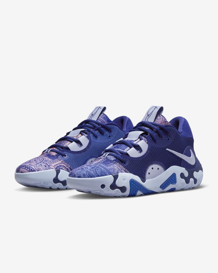 Zapatillas Baloncesto Nike PG 6 Hombre Azul Real Azul Real Oscuro Azules Coral Azules Claro | UHVME-6257
