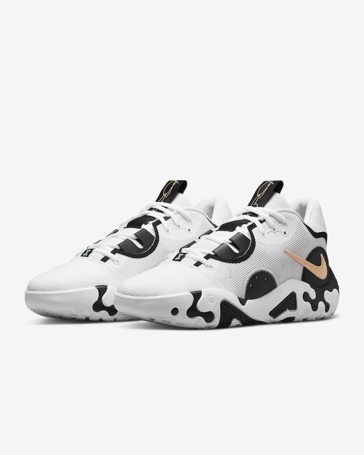 Zapatillas Baloncesto Nike PG 6 Hombre Blancas Negras Naranjas | HCEUA-6875