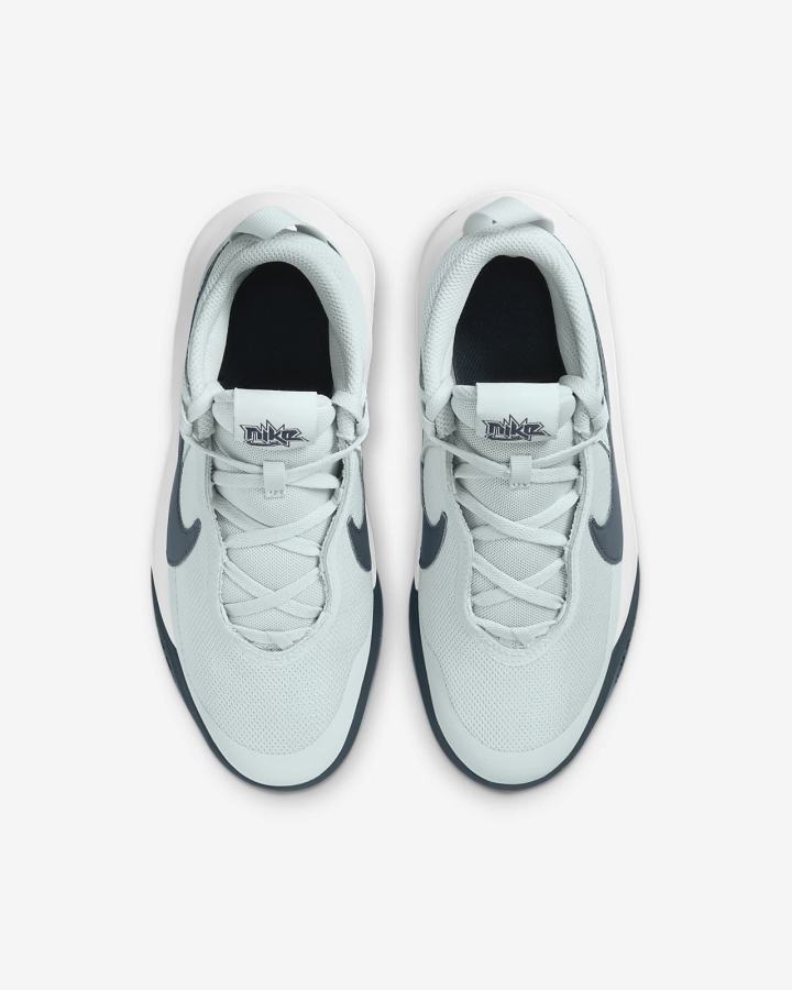 Zapatillas Baloncesto Nike Team Hustle D 10 Kids Niña Blancas Azul Marino | NIYBL-6359