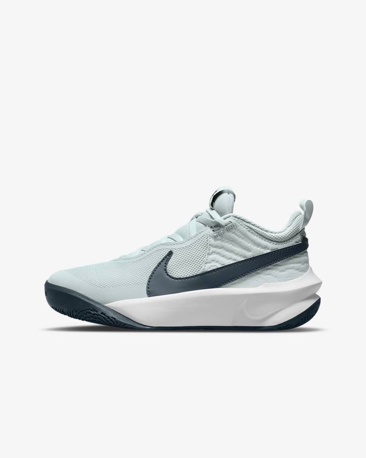 Zapatillas Baloncesto Nike Team Hustle D 10 Kids Niña Blancas Azul Marino | NIYBL-6359