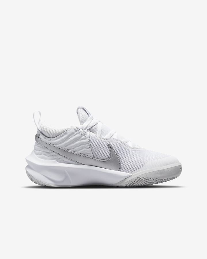 Zapatillas Baloncesto Nike Team Hustle D 10 Kids Niña Blancas Metal Plateadas | OBTMF-8706