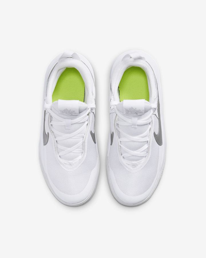 Zapatillas Baloncesto Nike Team Hustle D 10 Kids Niña Blancas Metal Plateadas | OBTMF-8706