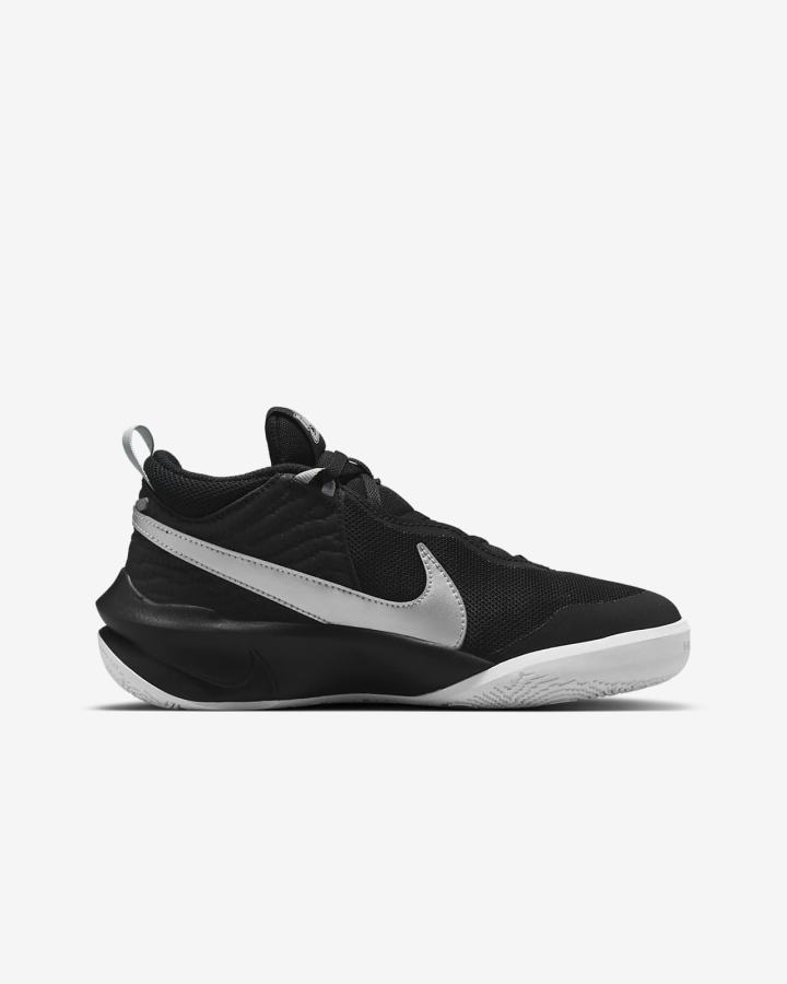 Zapatillas Baloncesto Nike Team Hustle D 10 Kids Niña Negras Blancas Metal Plateadas | RPUSB-6123