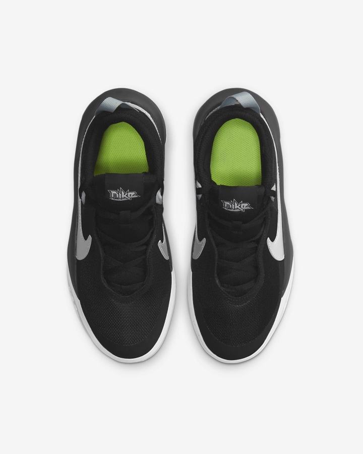 Zapatillas Baloncesto Nike Team Hustle D 10 Kids Niña Negras Blancas Metal Plateadas | RPUSB-6123